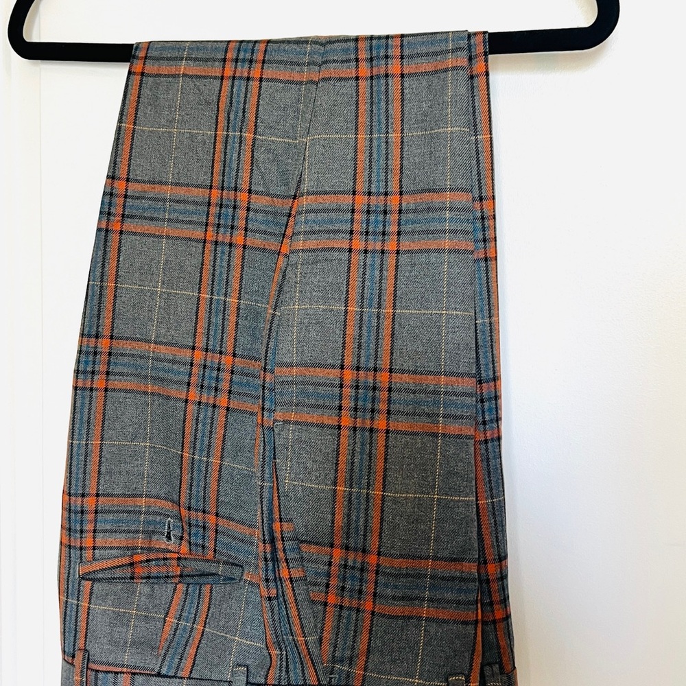 Gray and Orange Plaid Pants